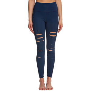 Alo Yoga High Waist Warrior Ripped Leggings Small Distressed Blue Athleisure